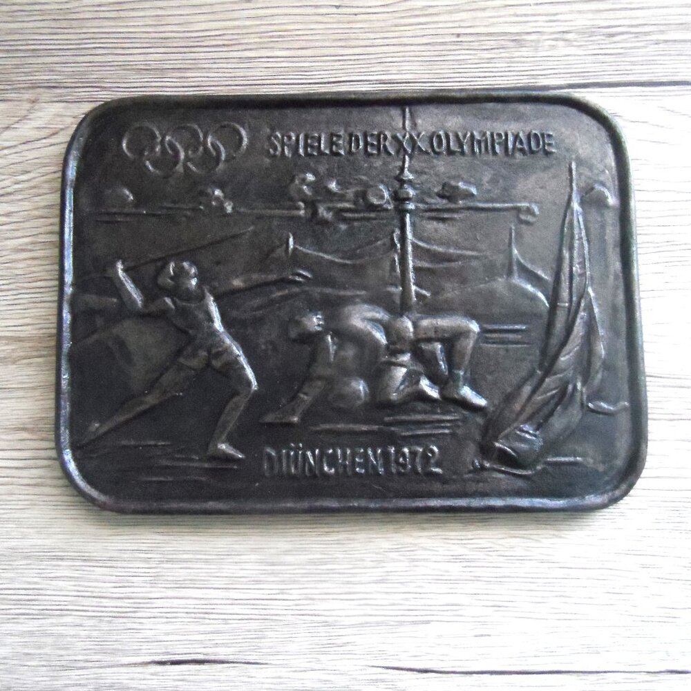 1972 Munich Germany Summer Olympic Metal Plaque